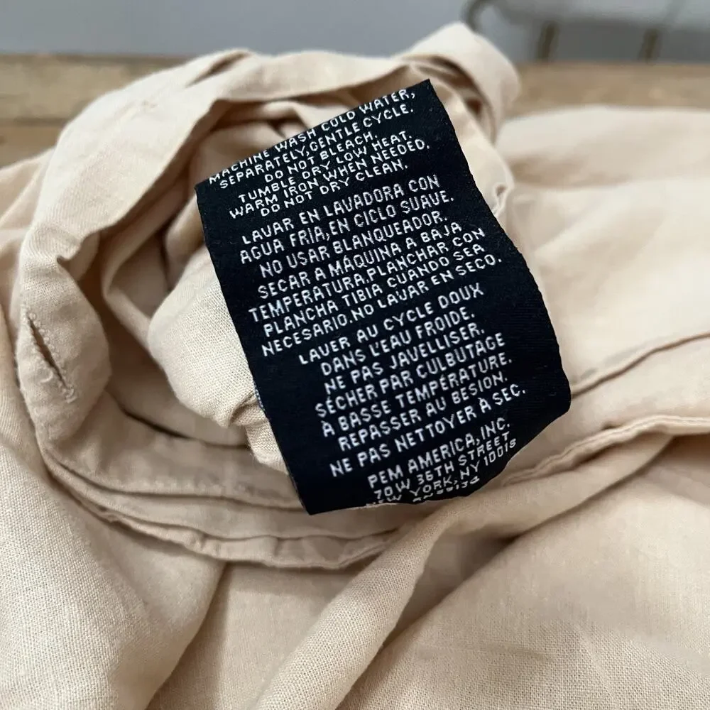 Frye Full Duvet Cover Pale Pink Solid Cotton Linen Blend Button Closure